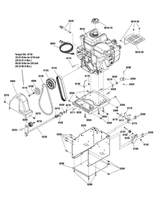 Engine And Frame Group Diagram and Parts List for 1696157-01-1528HD 2013 Briggs and Stratton Snow Blower